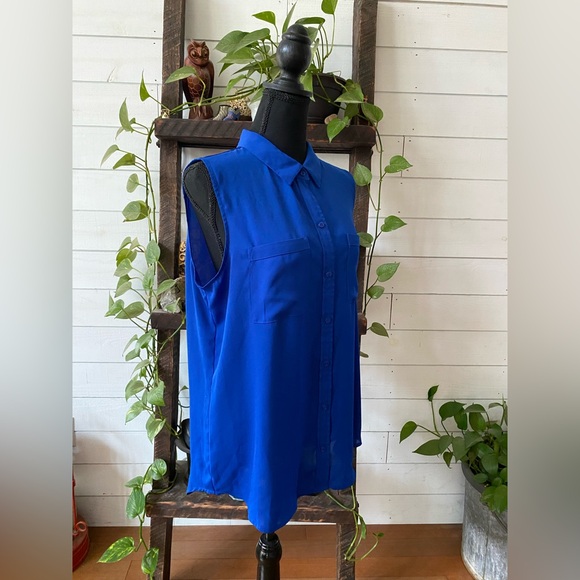 Apt 9: Elegant Royal Blue Button Down Shirt - Picture 9 of 17